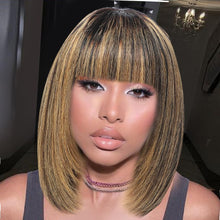 Load image into Gallery viewer, BellaPixie Bob Wig Human Hair with Bangs 8 Inch