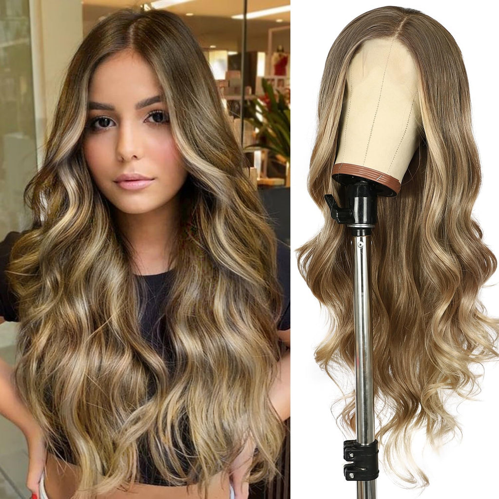 AmberWave Lace Front Wig with Blonde Highlights