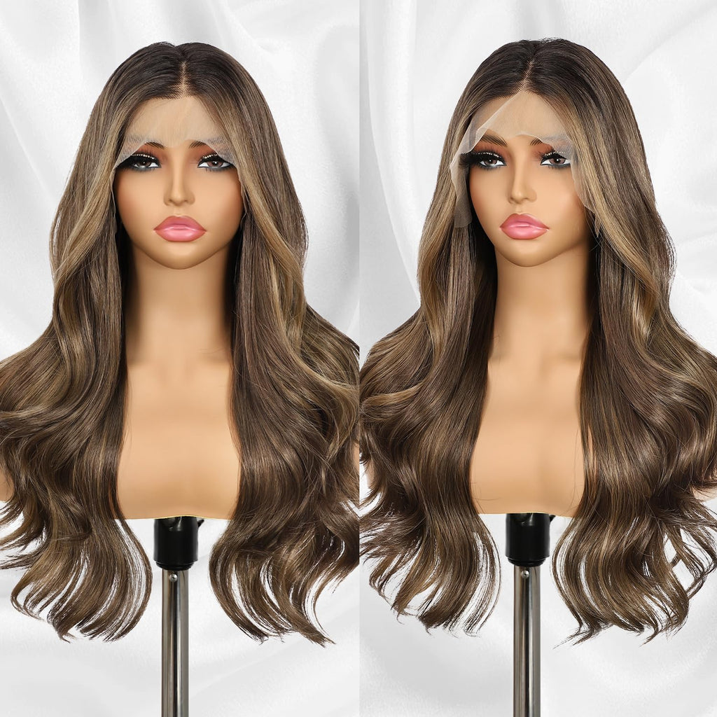 Wavy Brown Lace Front 13x4 Wig - Pre Plucked 22 inch