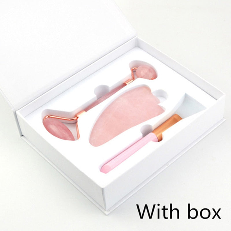 Rose Quartz Roller Massager for Face-Lifting