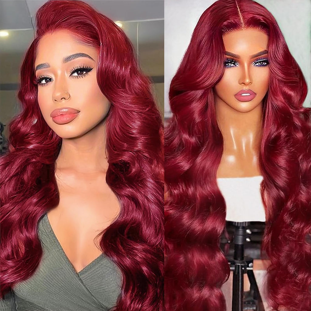 Burgundy Bliss Human Hair Wig 22-inch
