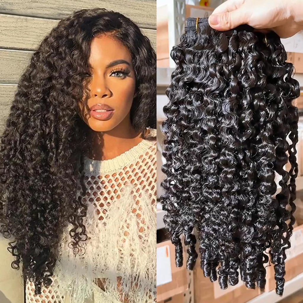 Burmese Silky Curly Hair Bundles 16-inch