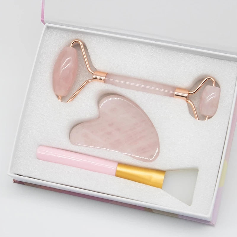 Rose Quartz Roller Massager for Face-Lifting