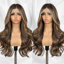 Load image into Gallery viewer, Wavy Brown Lace Front 13x4 Wig - Pre Plucked 22 inch