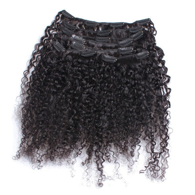 3B 3C Kinky Curly 7Pcs Clip In Human Hair Extensions - H2O Beauty World