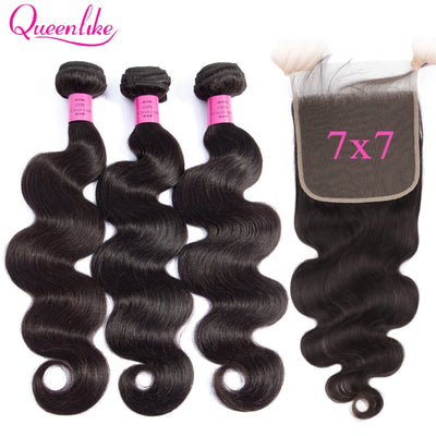 Lace Closure With Bundles Queenlike Remy Hair Weaving - H2O Beauty World