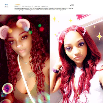Red Deep Wave Bundles With Closure - H2O Beauty World
