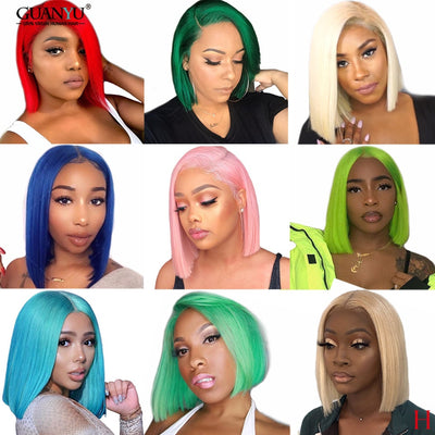 13X6 Brazilian Remy 14inch Pre-Plucked Blunt Cut Bob Lace Wig - H2O Beauty World