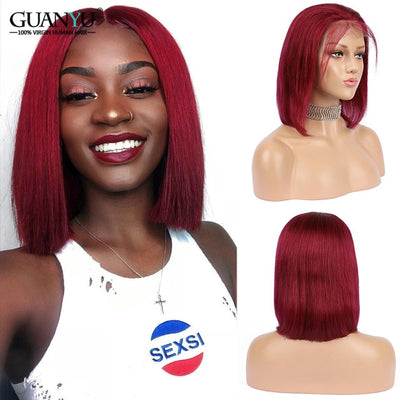 13X6 Brazilian Remy 16Inch Pre-Plucked Blunt Cut Bob Lace Wig - H2O Beauty World