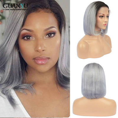 13X6 Brazilian Remy 10inch Pre-Plucked Blunt Cut Bob Lace Wig - H2O Beauty World