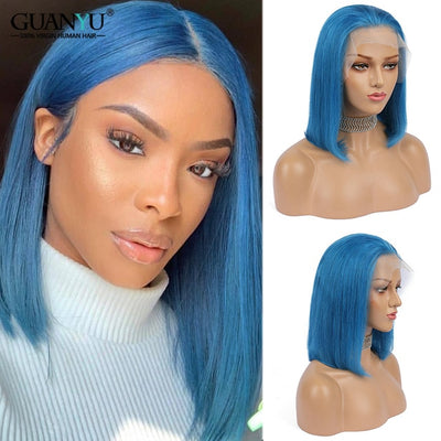 13X6 Brazilian Remy 14inch Pre-Plucked Blunt Cut Bob Lace Wig - H2O Beauty World