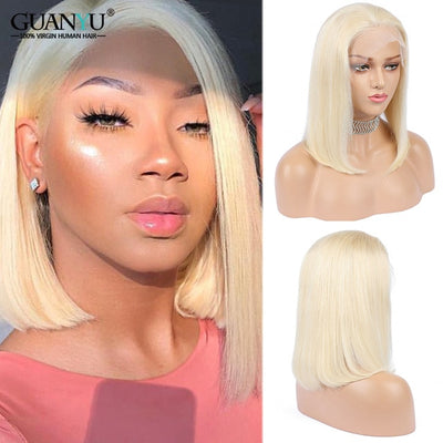 13X6 Brazilian Remy 10inch Pre-Plucked Blunt Cut Bob Lace Wig - H2O Beauty World