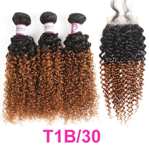Brazilian Kinky Curly Remy Bundles With Closure - H2O Beauty World