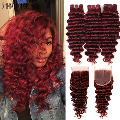 Red Deep Wave Bundles With Closure - H2O Beauty World