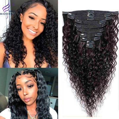 Water Wave 8Pcs/Set Clip In Human Hair Extensions - H2O Beauty World