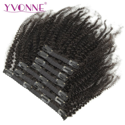 YVONNE 4B 4C Kinky Coily Clip In Human Hair Extensions - H2O Beauty World