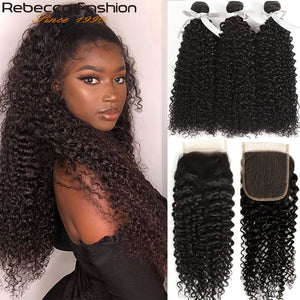 Rebecca Kinky Curly 3 Bundles With Closure - H2O Beauty World
