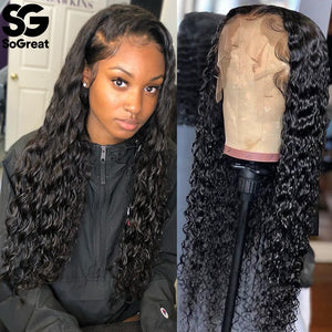 Curly Deep Wave Lace Front Pre Plucked Human Hair Wig - H2O Beauty World