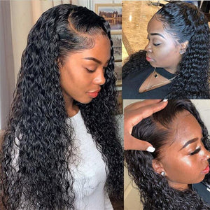 Curly Deep Wave Lace Front Pre Plucked Human Hair Wig - H2O Beauty World