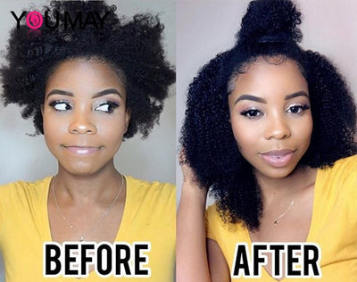 Mongolian Afro Kinky Curly Hair Bundles With Closure - H2O Beauty World