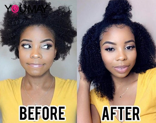 Mongolian Afro Kinky Curly Hair Bundles With Closure - H2O Beauty World