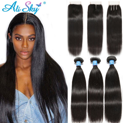 Brazilian Straight Hair Bundles With Closure - H2O Beauty World