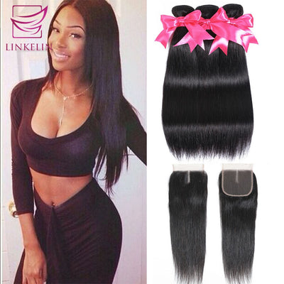 LINKELIN Straight HAIR Bundles With Closure - H2O Beauty World