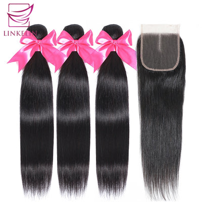 LINKELIN Straight HAIR Bundles With Closure - H2O Beauty World