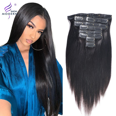Peruvian Remy Straight Clip In Human Hair Extension 8Pcs - H2O Beauty World