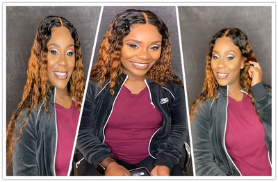 Honey Blonde water wave Lace Front Human Hair Wigs - H2O Beauty World