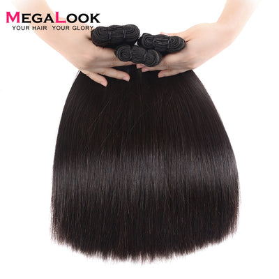 MegaLook Virgin Straight Hair Bundles With Closure - H2O Beauty World