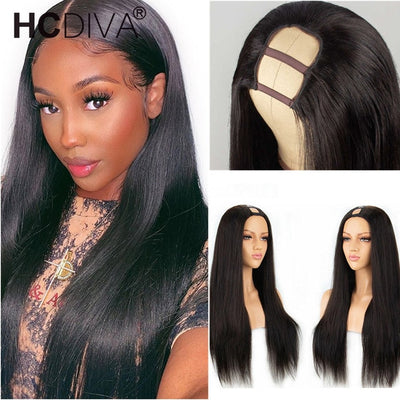 Long Straight Human Hai rU Part Wig