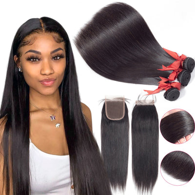 Human Hair Weave Bundles With Closure - H2O Beauty World