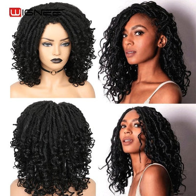 Short Soft Black Synthetic Faux locs Wig - H2O Beauty World