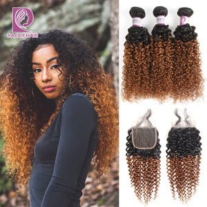 Brazilian Kinky Curly Remy Bundles With Closure - H2O Beauty World