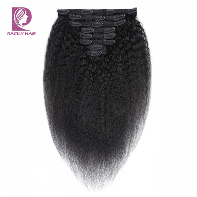 Afro Kinky Straight 8 Pcs Clip In Human Hair Extensions - H2O Beauty World