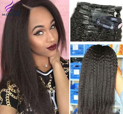 Brazilian Yaki Straight Clip In Human Hair Extension - H2O Beauty World