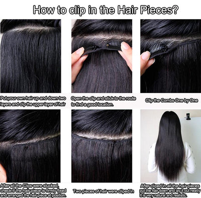 Brazilian Yaki Straight Clip In Human Hair Extension - H2O Beauty World