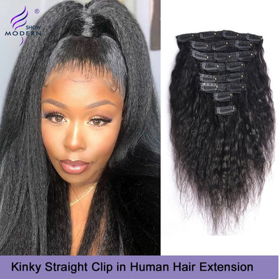 Brazilian Yaki Straight 8 Pieces  Clip In Human Hair Extensions - H2O Beauty World