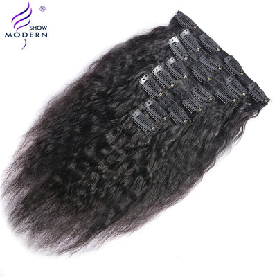 Brazilian Yaki Straight 8 Pieces  Clip In Human Hair Extensions - H2O Beauty World