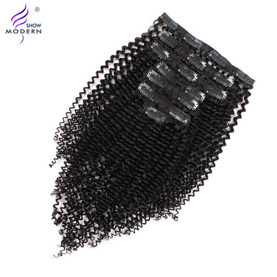 Brazilian 8 Pcs Kinky Curly Clip In Human Hair Extensions - H2O Beauty World