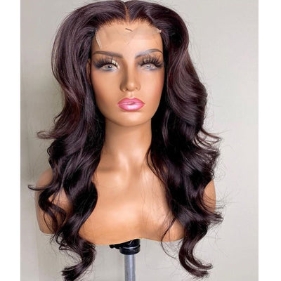 Dark Wine U Part  Soft Brazilian Wig With Baby Hair - H2O Beauty World