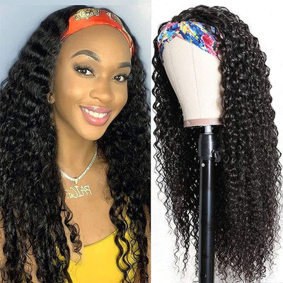 Water Wave Glueless  Human Hair Headband Wig