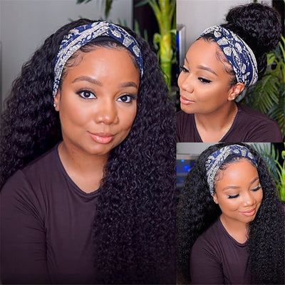 Brazilian Curly Hair Glueless Headband Wig