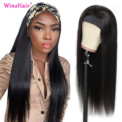 Brazilian Straight Human Hair Headband Wig