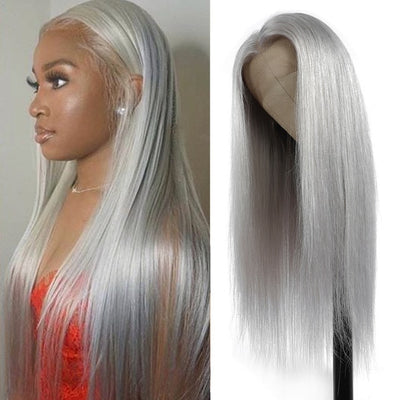 Brazilian 13x4 Lace Front Straight Grey Human Hair Wigs - H2O Beauty World
