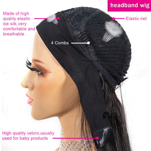 kinky Curly Human Hair  Headband Wig