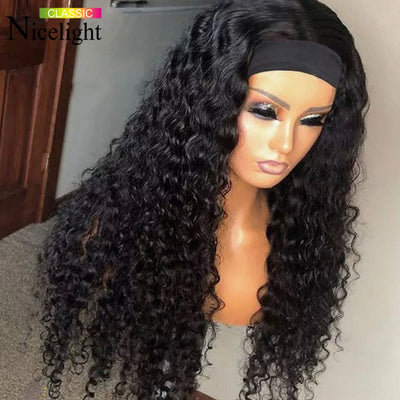 Deep Wave Headband Human Hair Wig Brazilian