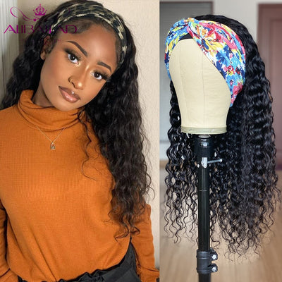 Water Wave Glueless  Human Hair Headband Wig